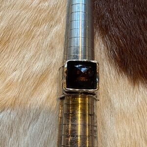 Silver Ring with Smokey brown stone, statement ring